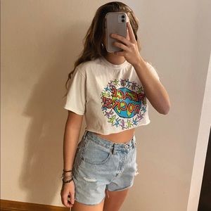 Peace rocks ! white cropped t-shirt!